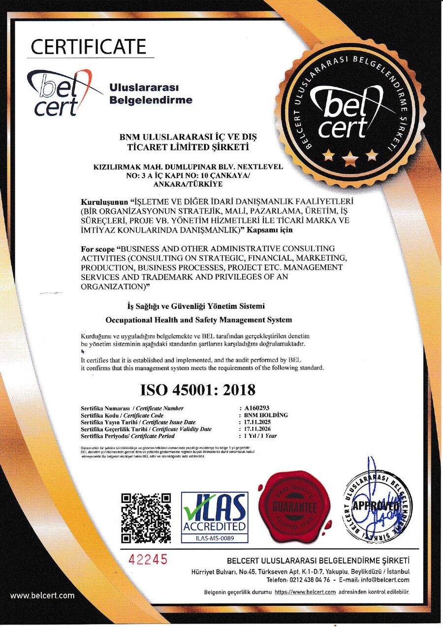 ISO 45001:2018 certificate — Occupational Health & Safety