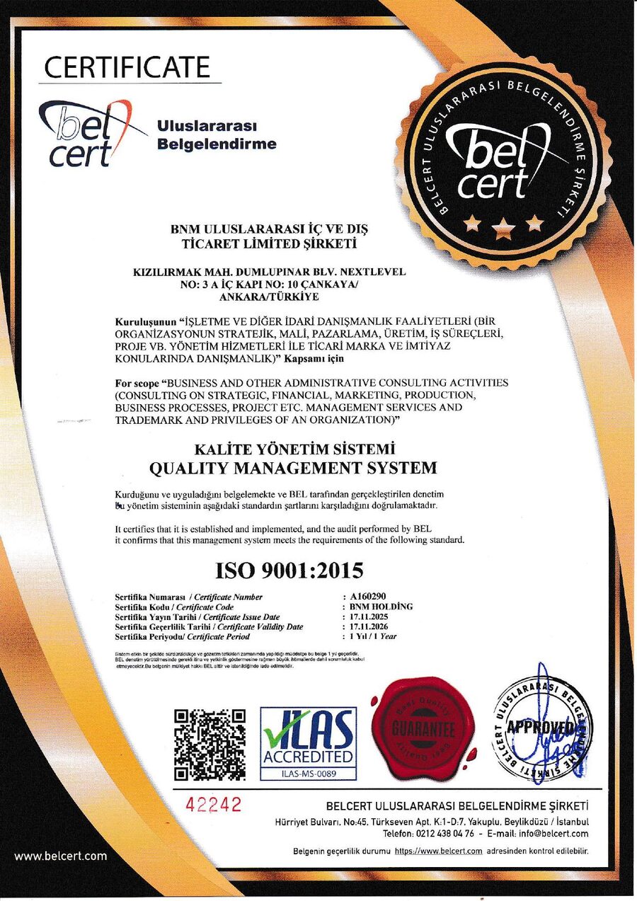 ISO 9001:2015 certificate — Quality Management System